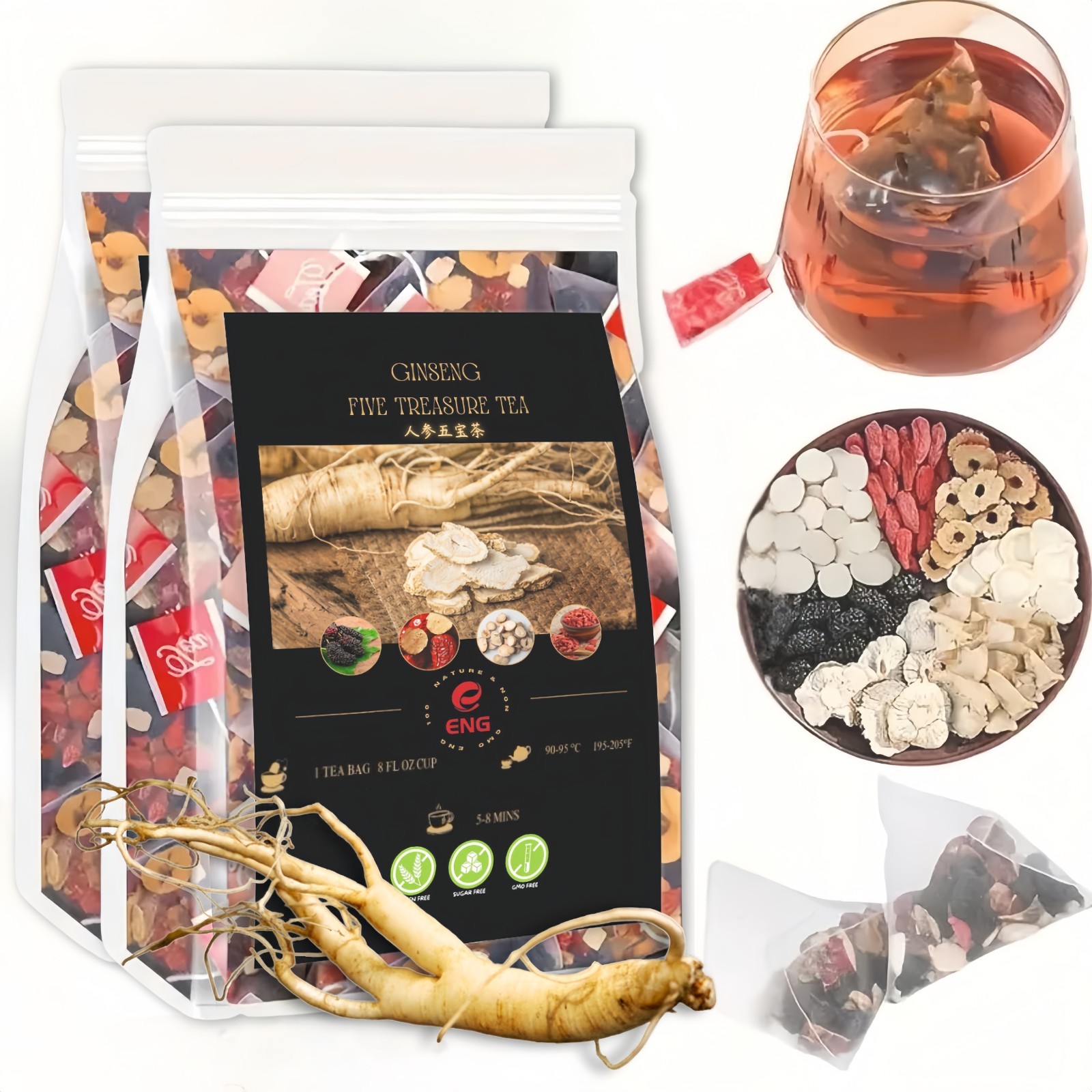60pcs Ginseng six treasure tea , Kidney tea ,liver tea , red date kidney health