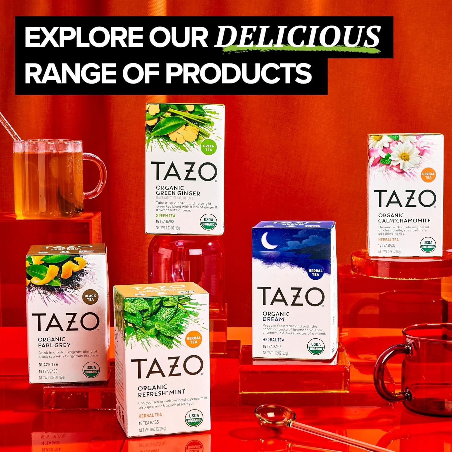 TAZO Organic Green Ginger Tea – 16 Caffeinated Herbal Bags for Digestive Relief