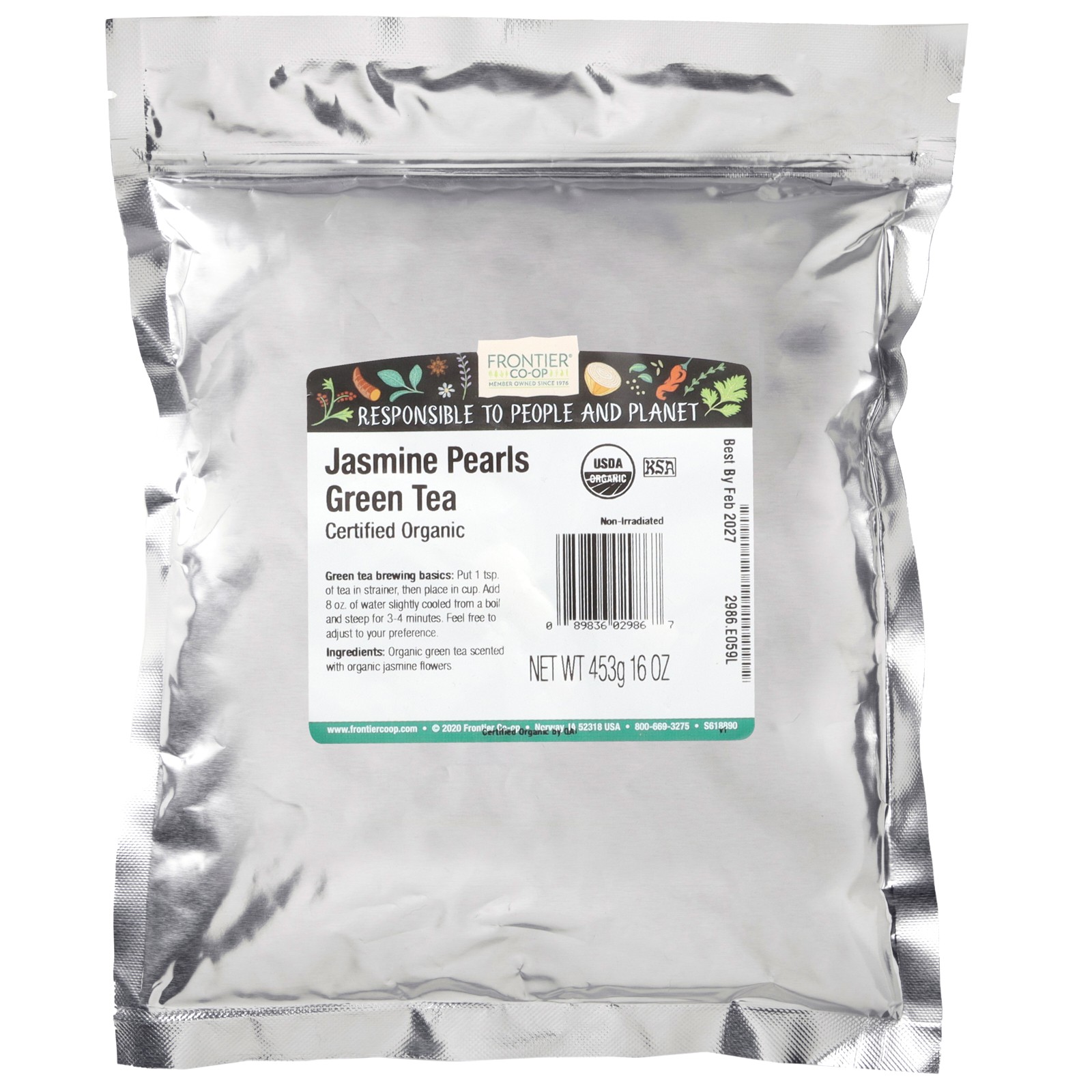 Organic Jasmine Pearls Green Tea, 16 oz (453 g)