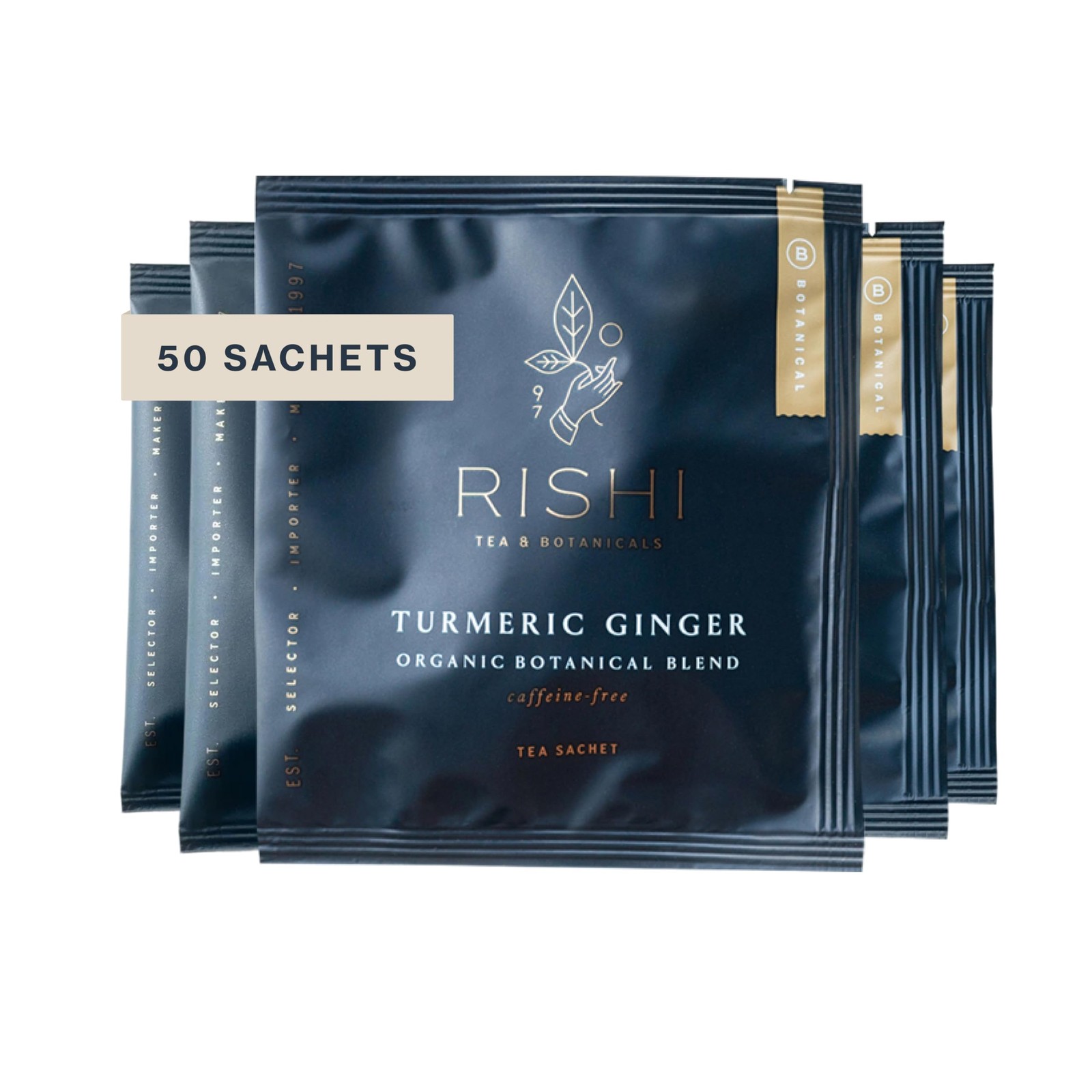 Organic Turmeric Ginger Herbal Tea Sachets – Caffeine-Free, 50 Count