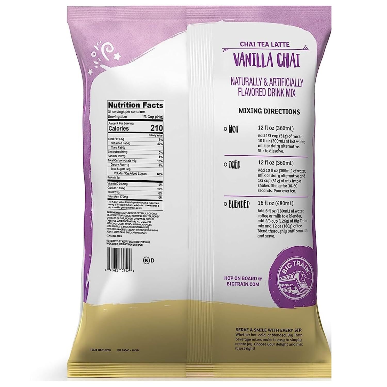 Big Train Vanilla Chai Tea Latte Beverage Mix, 3.5 Pound (Pack of 1)