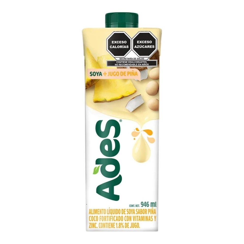 8 x Ades Soya + Jugo de Pina y Coco (946ml each)