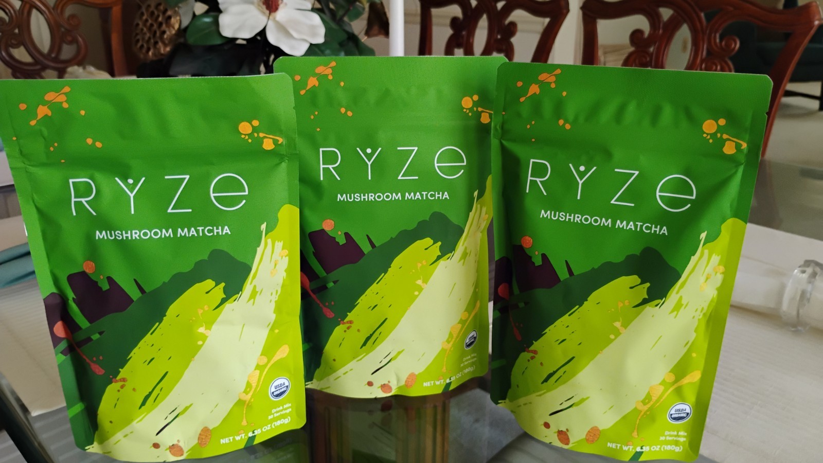 RYZE Organic Mushroom Matcha Tea 3-Pack Bundle | 90 Servings | New Sealed