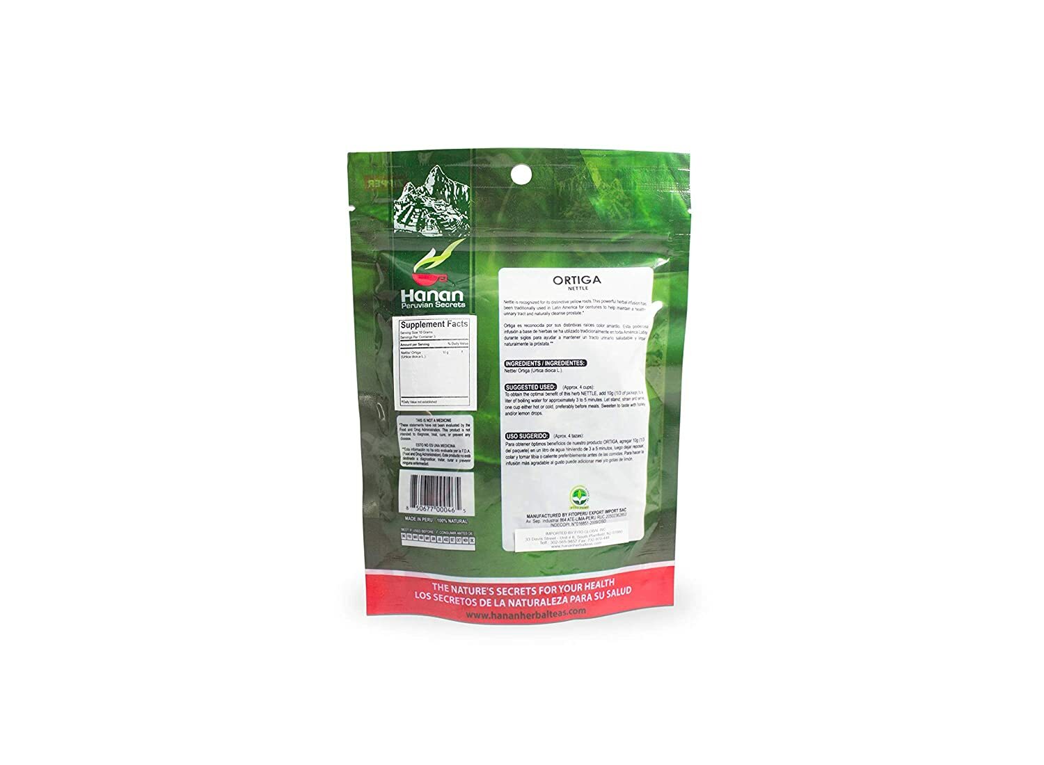 Hanan Peruvian Secrets Ortiga| 100% Natural Nettle | 1.06oz / 30g |Naturally Aid