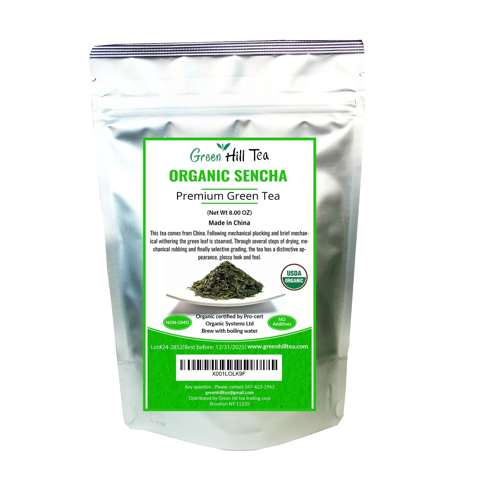 Organic Japanese style green tea premium sencha loose leaf tea 1/2 LB bag
