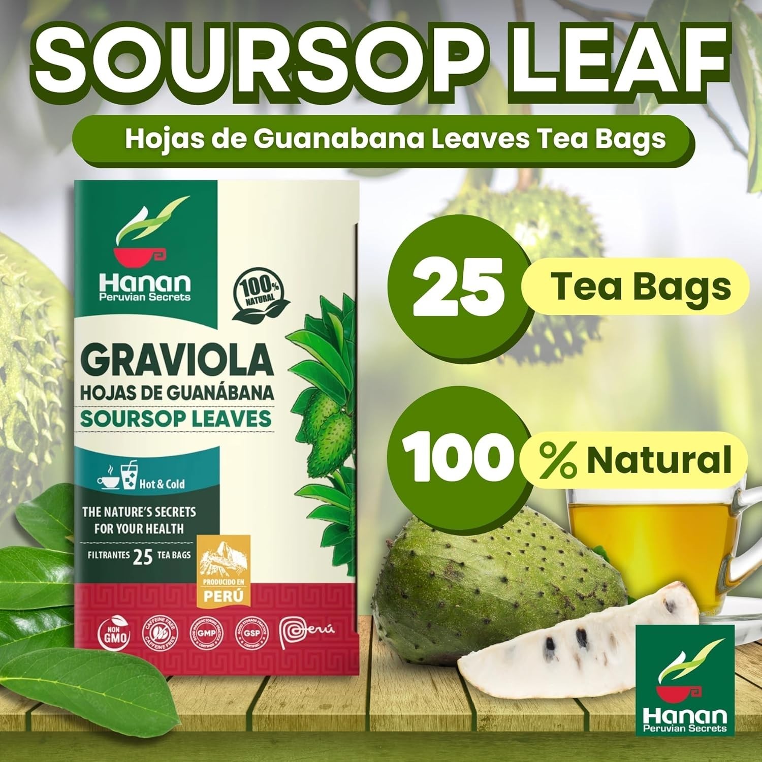 Hojas De Guanabana Graviola Herbal Tea | 100% Natural Soursop Leaves 25 Teabag