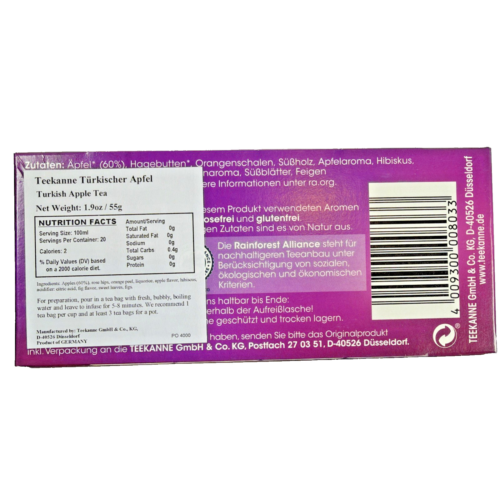 Teekanne tea Turkish Apple – 1 box / 20 tea bags- Tuerkischer Apfel- German