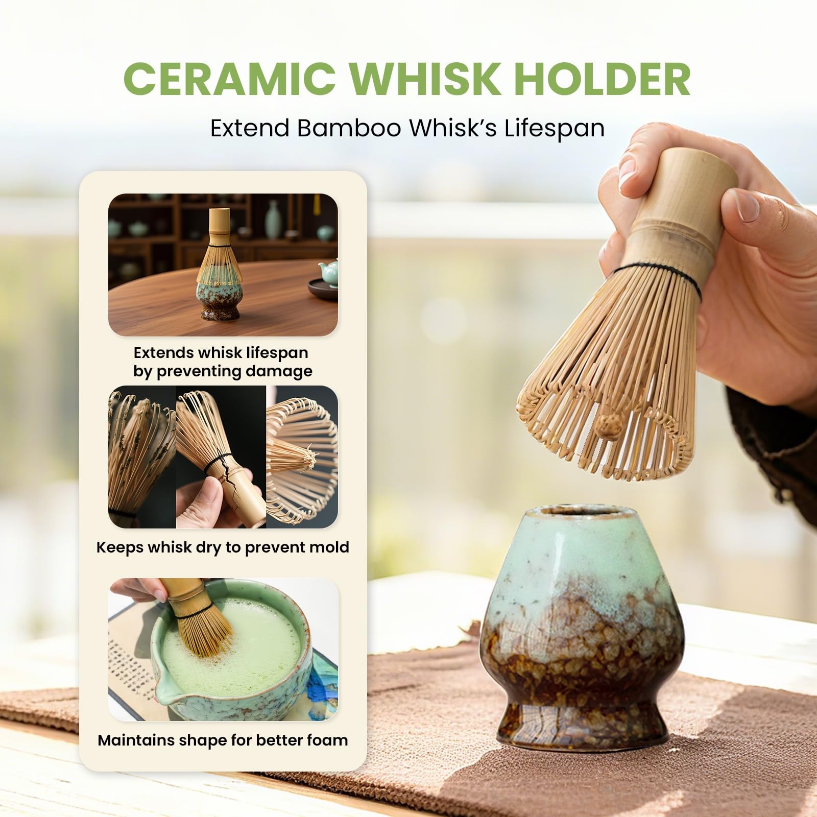 Matcha Whisk Set, Matcha Kit 8 Pcs Includes Bowl, Whisk, Holder, Scoop, Sifte…