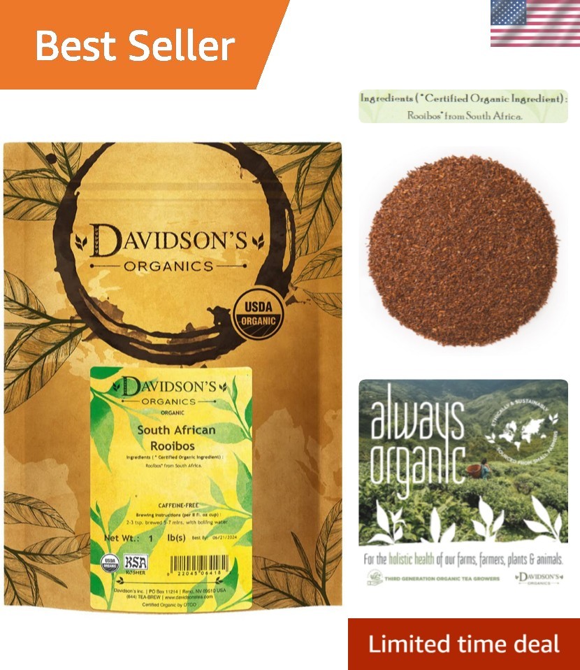 16-Ounce Organic South African Rooibos Loose Leaf Tea – Caffeine-Free Wellness