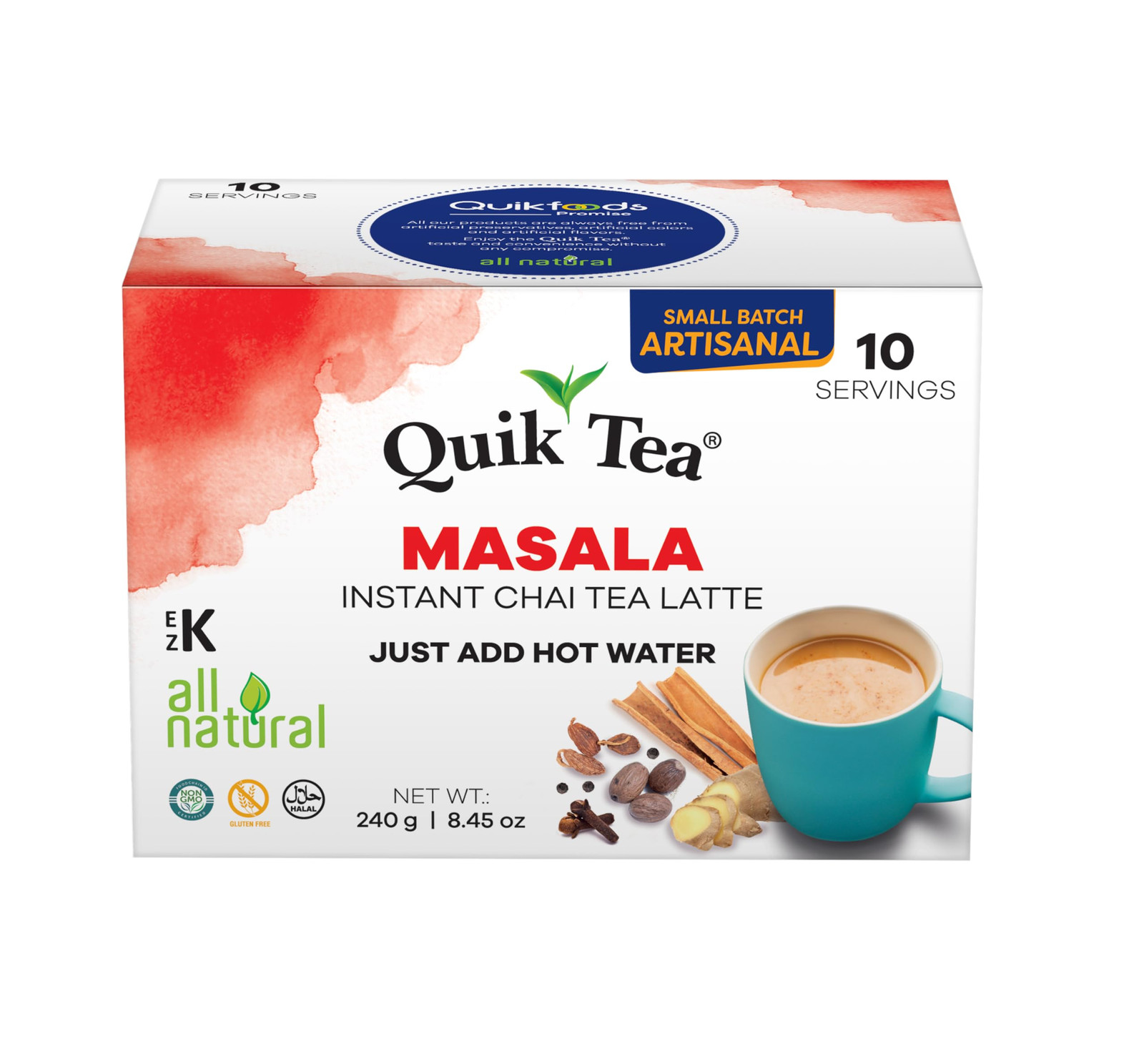 20 Count Chai Tea Latte Mix Masala All Natural Non GMO Kosher Halal Pouches