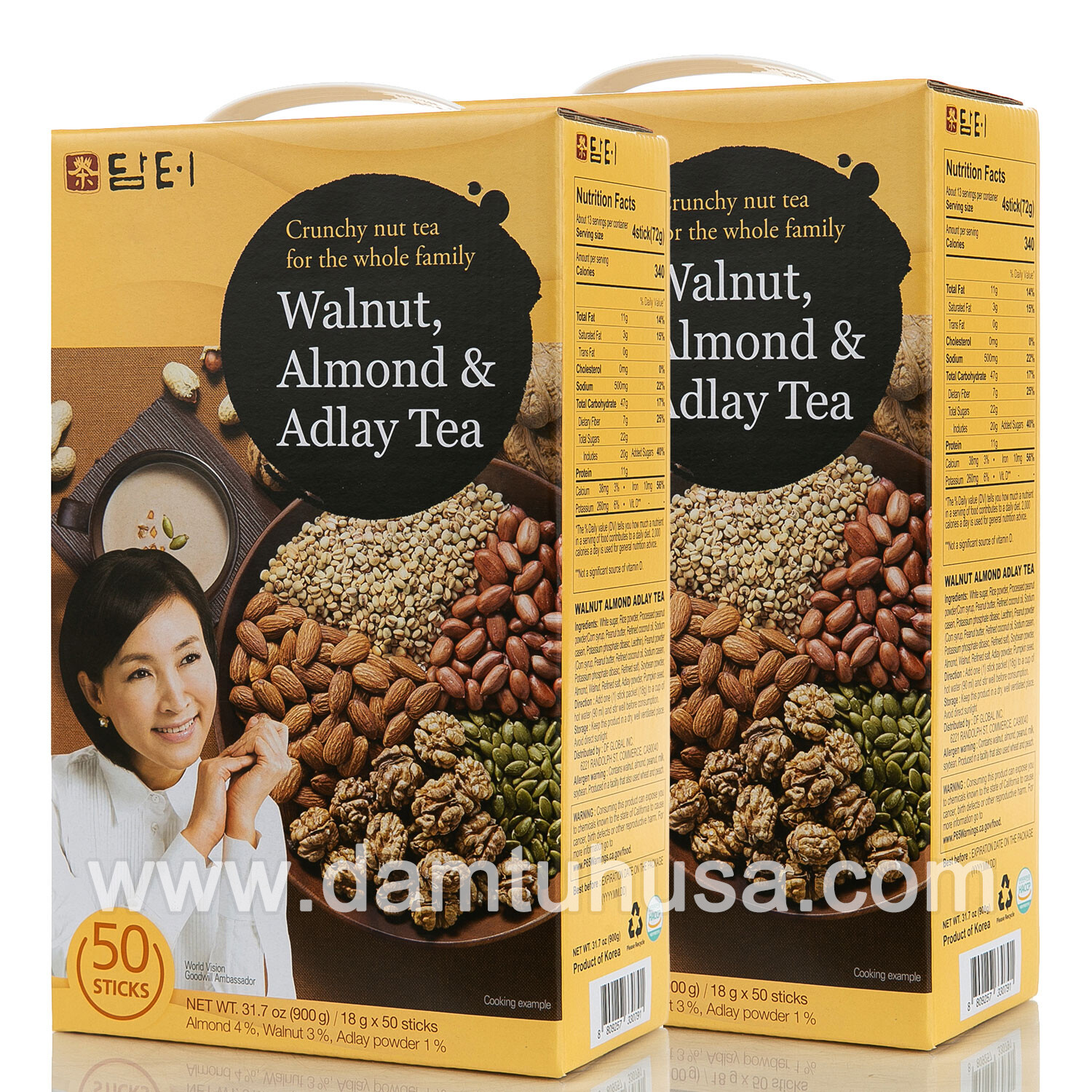 DAMTUH Bundle Walnut Almond Adlay Powdered Tea 50 pcs x 2 Boxes