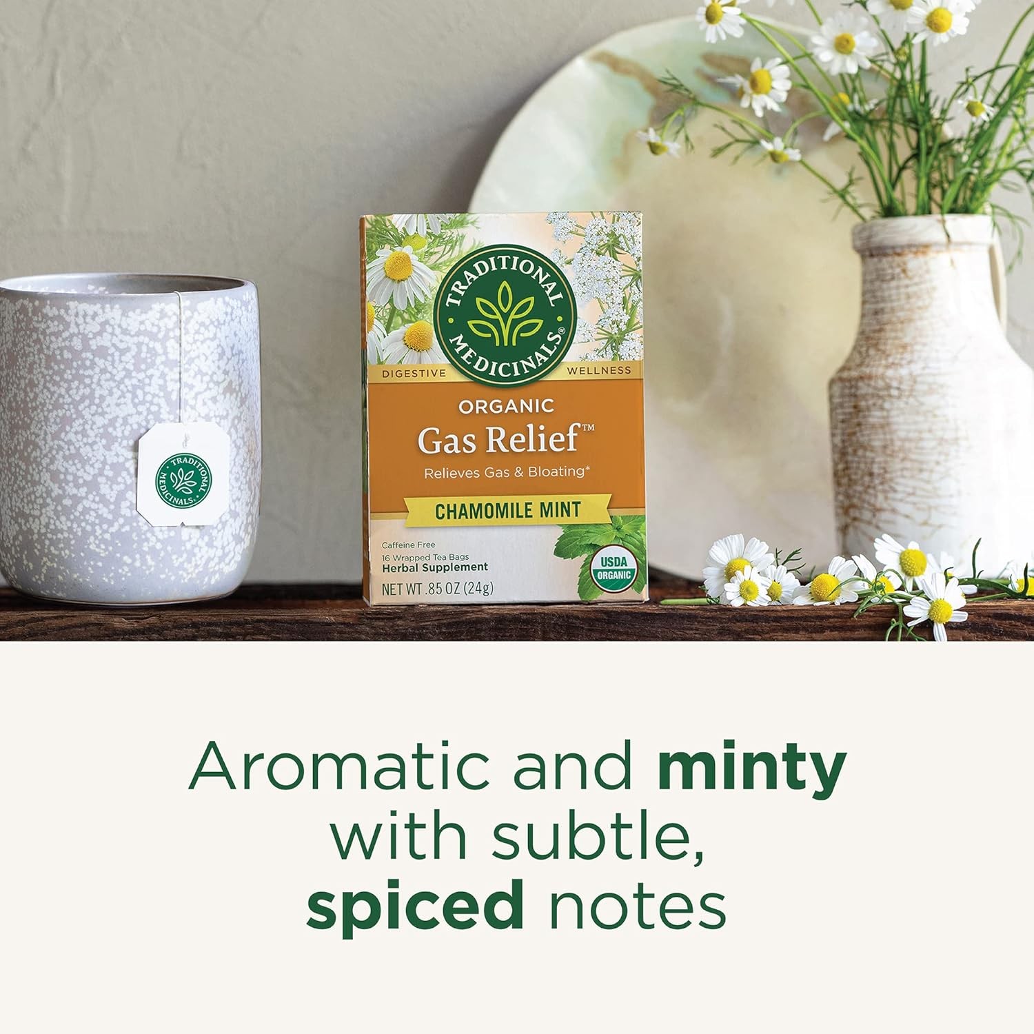 Traditional Medicinals Tea, Organic Gas Relief, Relieves Gas & Bloating, Chamomi