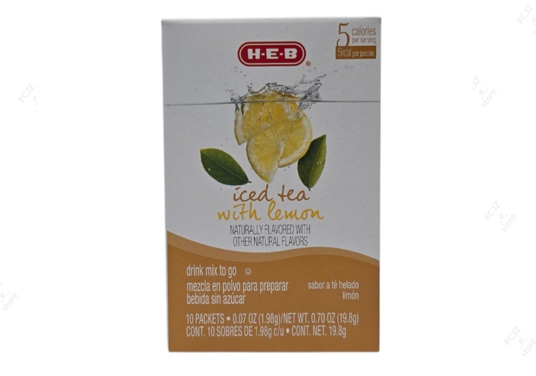 H-E-B To Go Iced Tea With Lemon Drink Mix, 10 ct, B.B. JULY 2027
