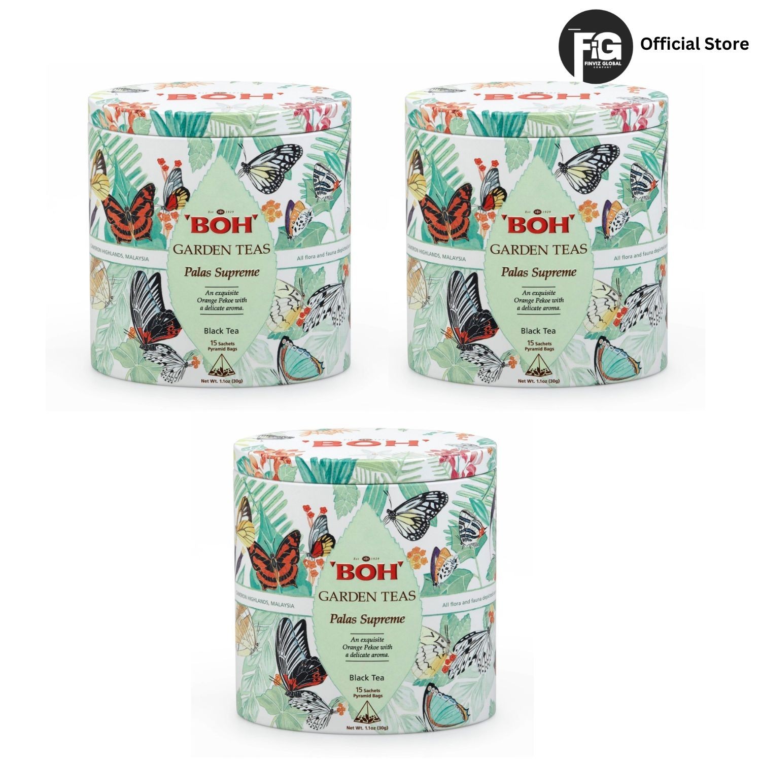 3x BOH Garden Teas Tea Palas Supreme Pyramid Teabag (45 Bags) Flowery Pekoe