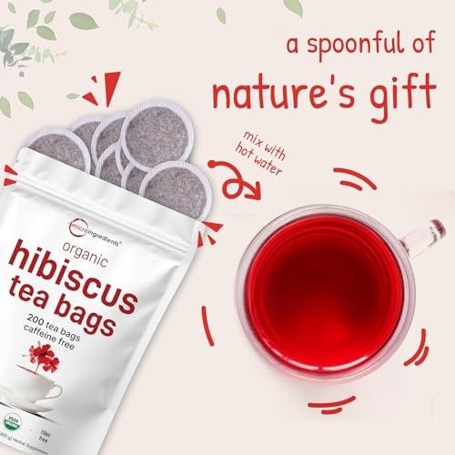 Bolsitas De Te De Hibisco Organico, 200 Unidades | Sin Cafeina, Fuente De Flo…