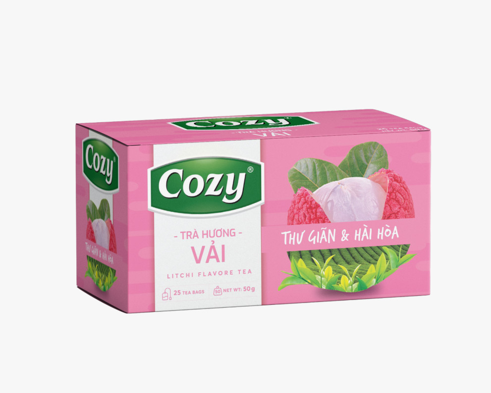Box of Cozy Tea 25 Bags Vietnamese Cozy Tropical Fruit Varity Flavours