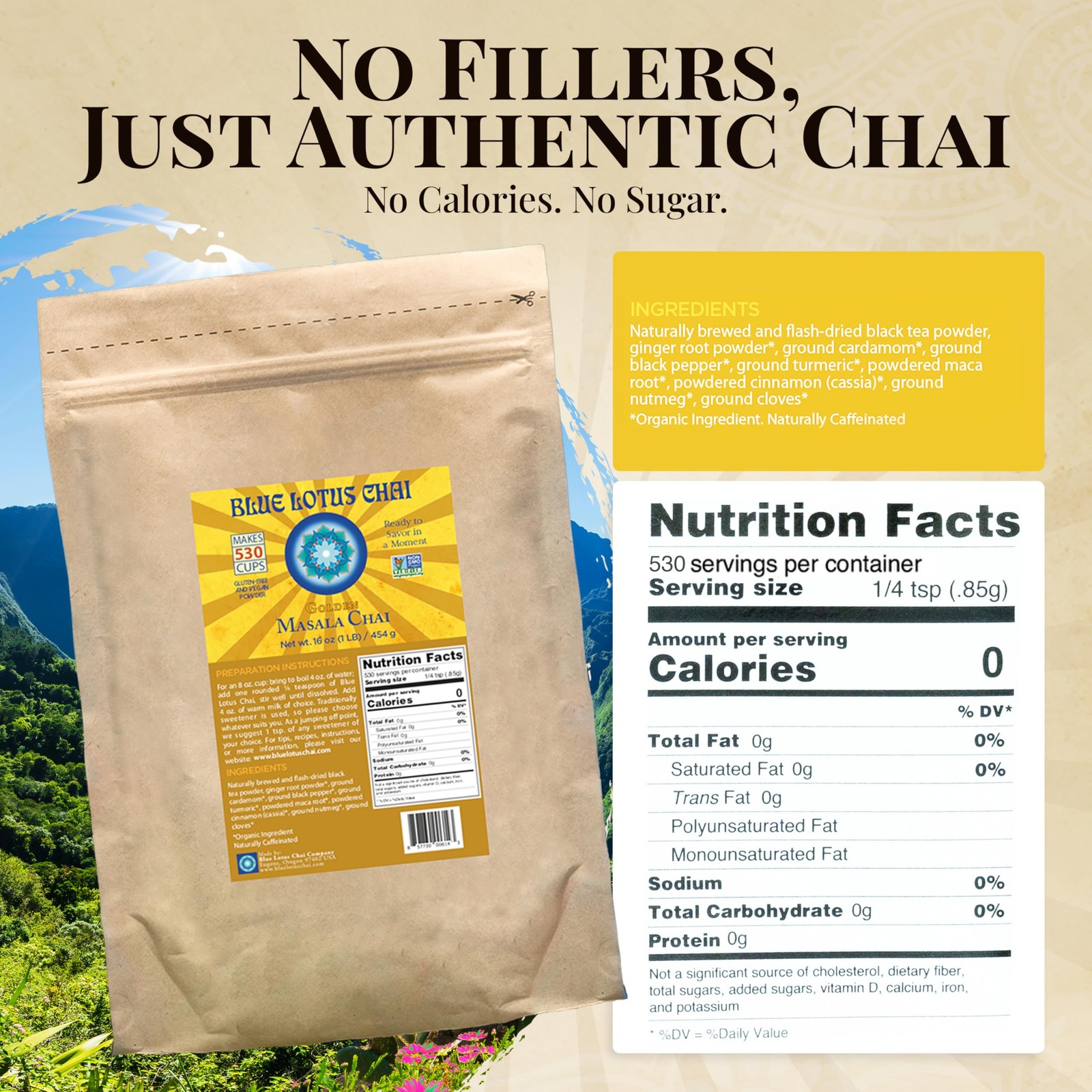 – Golden Masala Chai – Makes 530 Cups – 1 Pound Bulk Bag Masala Spiced Chai P…