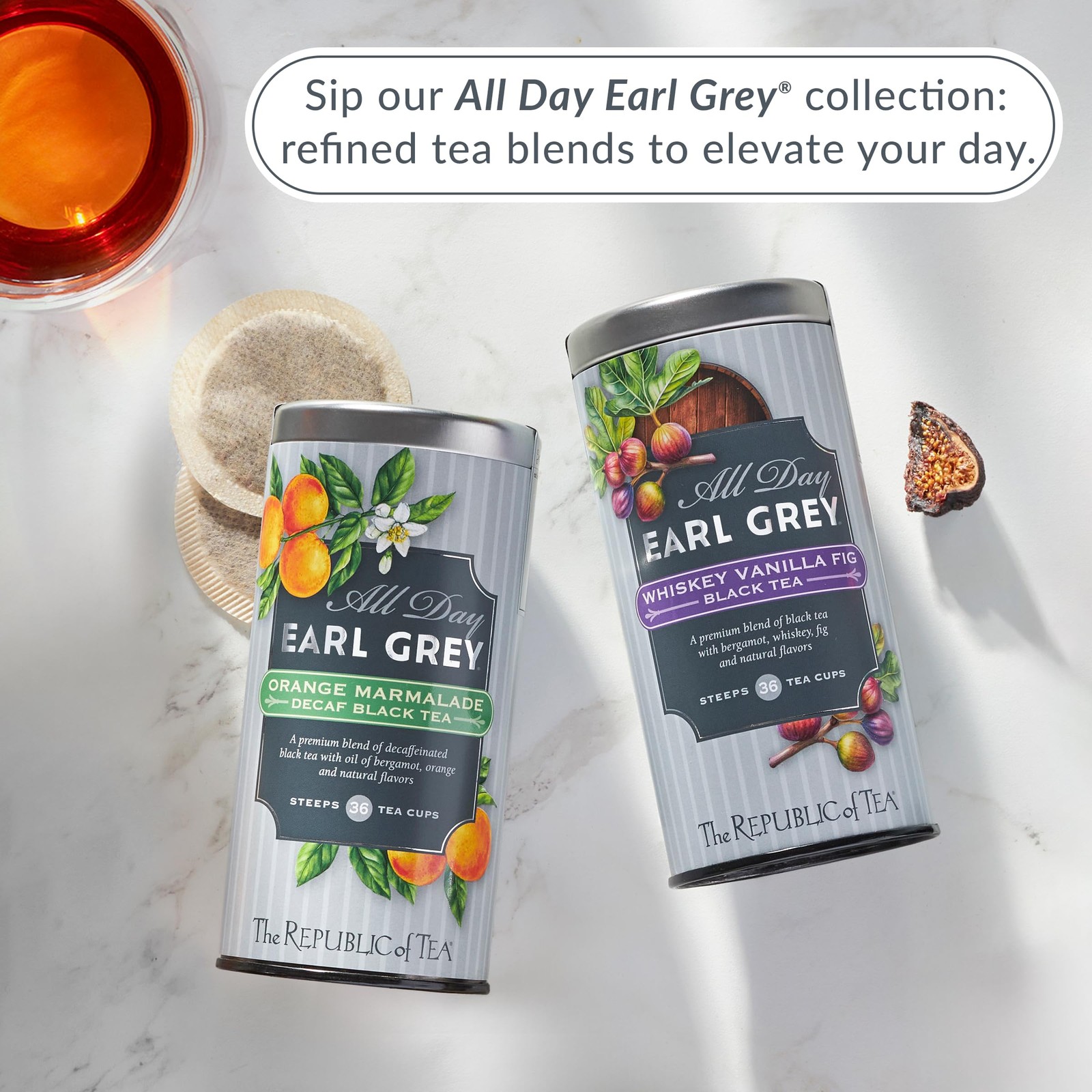 All Day Earl Grey Orange Marmalade Decaf Black Tea Bags Decaffeinated 36 Serving