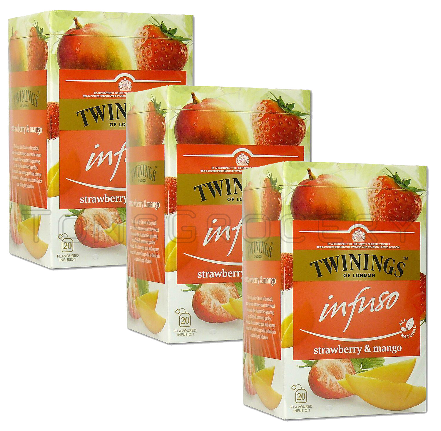 3 x TWININGS Infuso Strawberry & Mango Fruit Flavored Tea Box (60 servings)