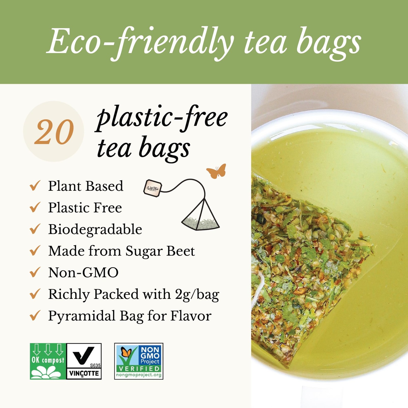 Organic Linden Flower Herbal Tea – Caffeine Free Tisane – 20 Plant Based Tea