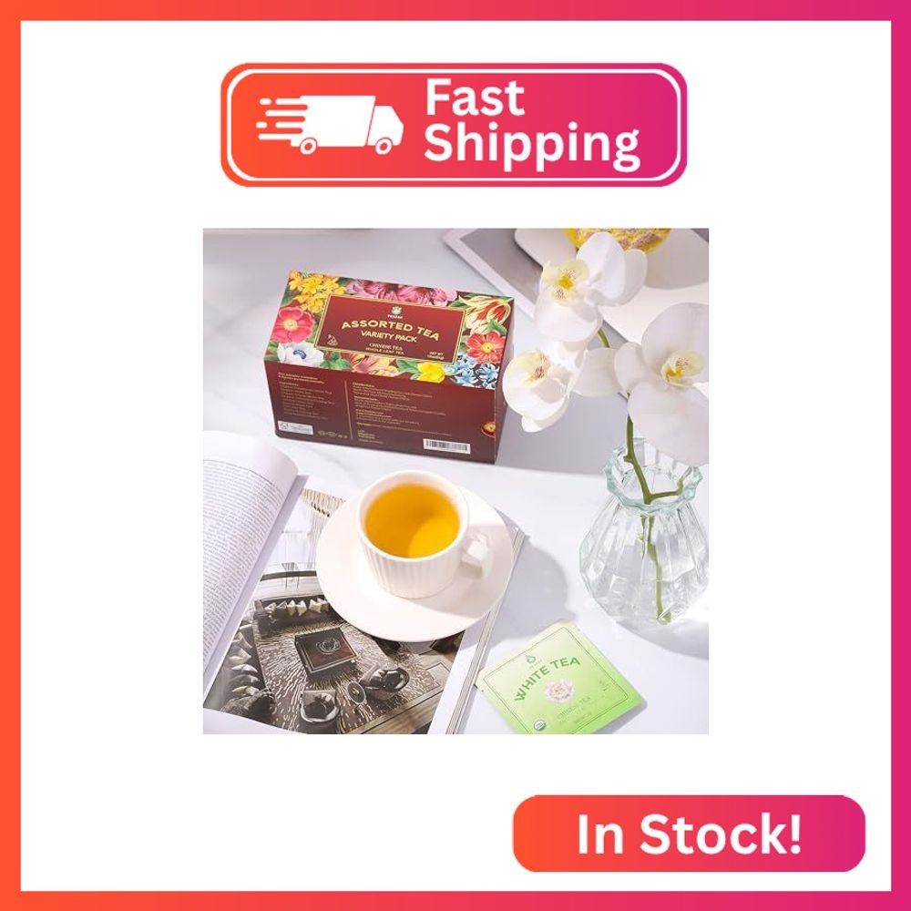 TEAFAY Assorted Tea Sampler – 9 Flavors, 18 Individually Wrapped Pyramid Tea Bag