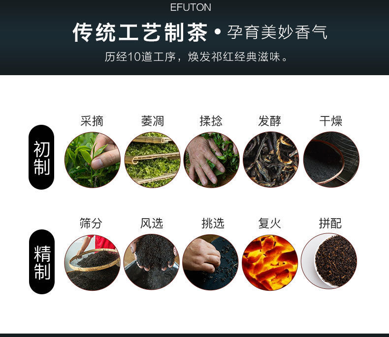 EFUTON Premium Qimen Keemun Black Tea Gongfu Loose Tea Anhui High Mountain 250g