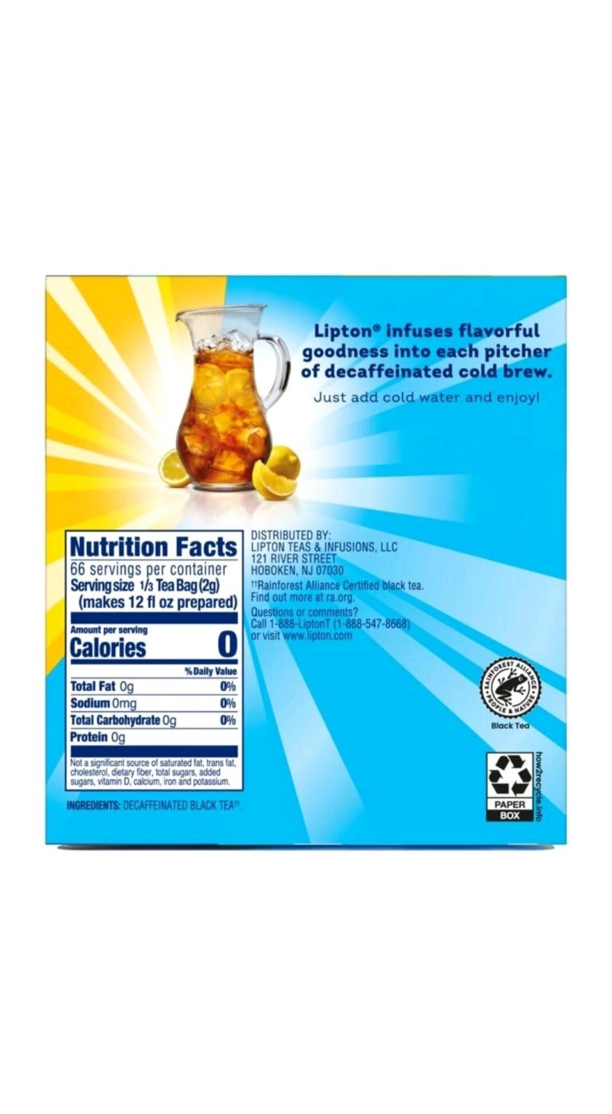 Cold Brew Iced Tea Bags, Family Size Iced Tea Bags, 22 Tea Bags Exp:05/2028