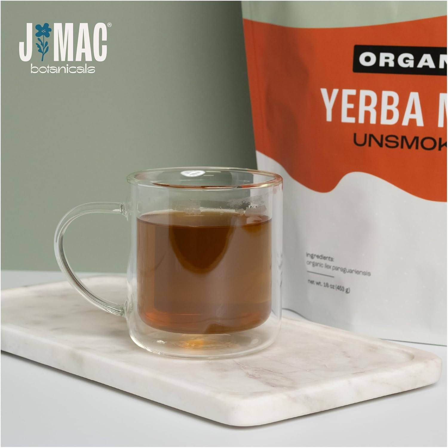 J Mac Botanicals Organic Yerba Mate Loose Leaf Tea, Unsmoked Natural Energy Herb