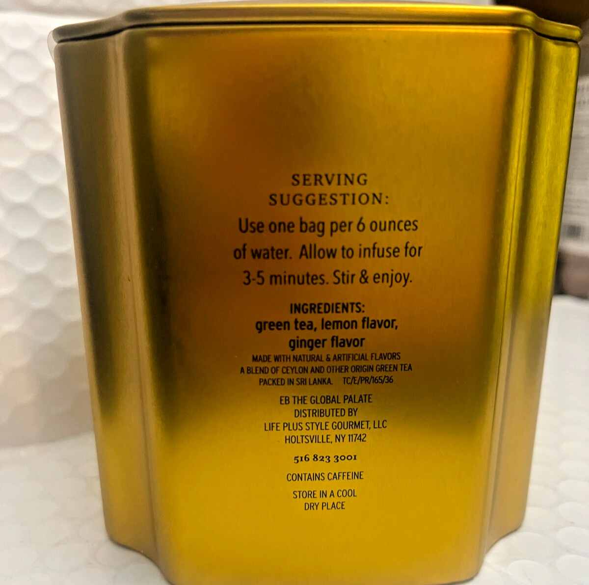 WILLIAMS & SPENCE LEMON GINGER GREEN TEA 50BAGS IN BEAUTIFUL FLORAL TIN