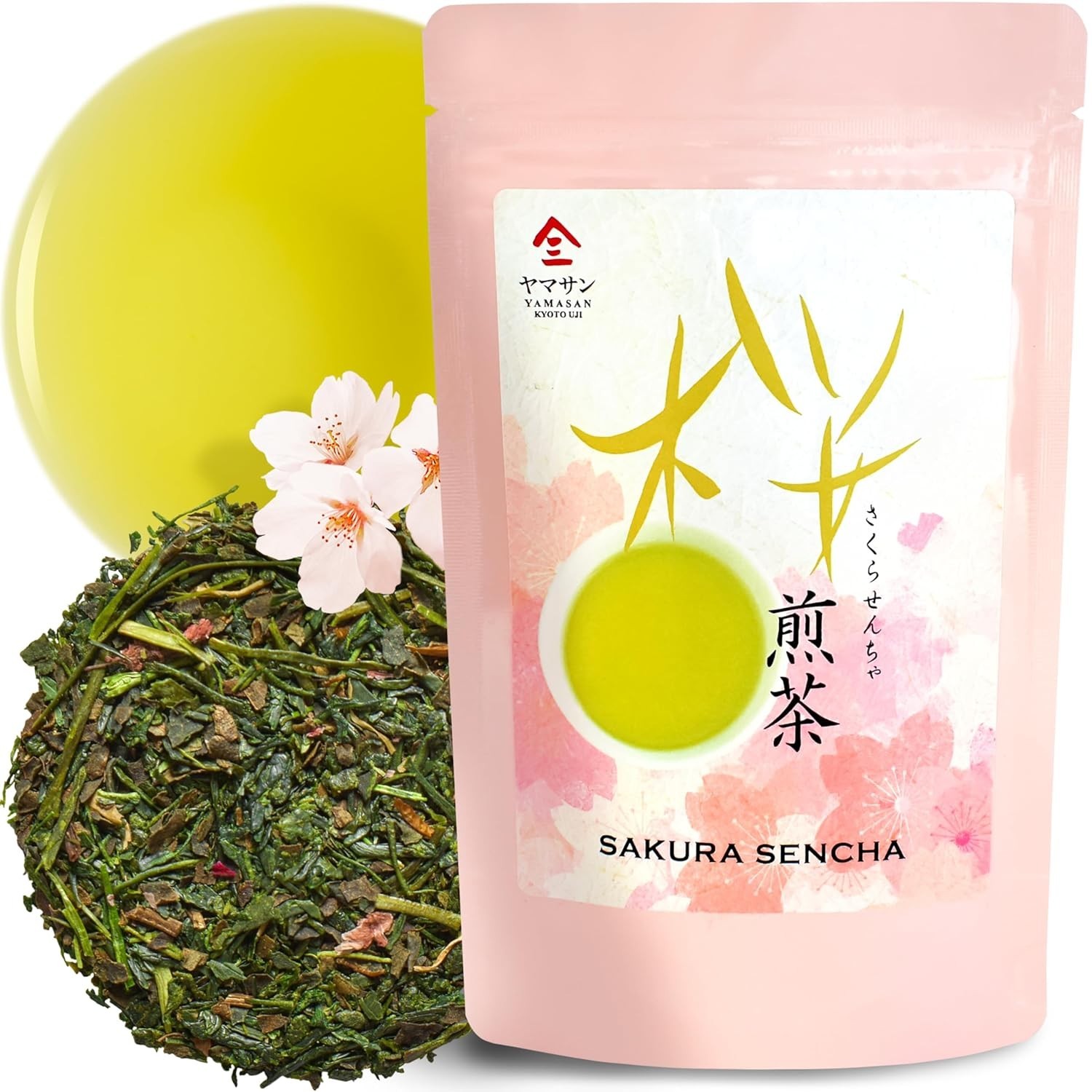 YAMASAN Kyoto Uji Sakura Sencha Green Tea Loose Leaf Japanese Tea 80g Natural