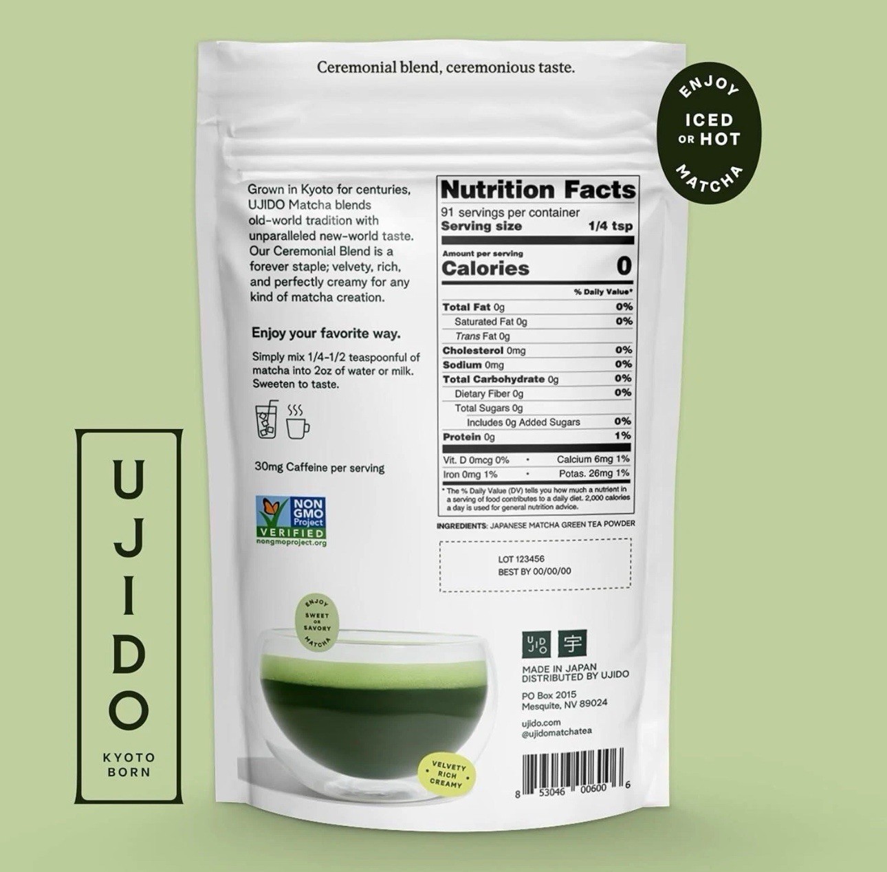 Ujido Ceremonial Blend Matcha Green Tea Powder 4 oz – FRESH ( 2 Packs )