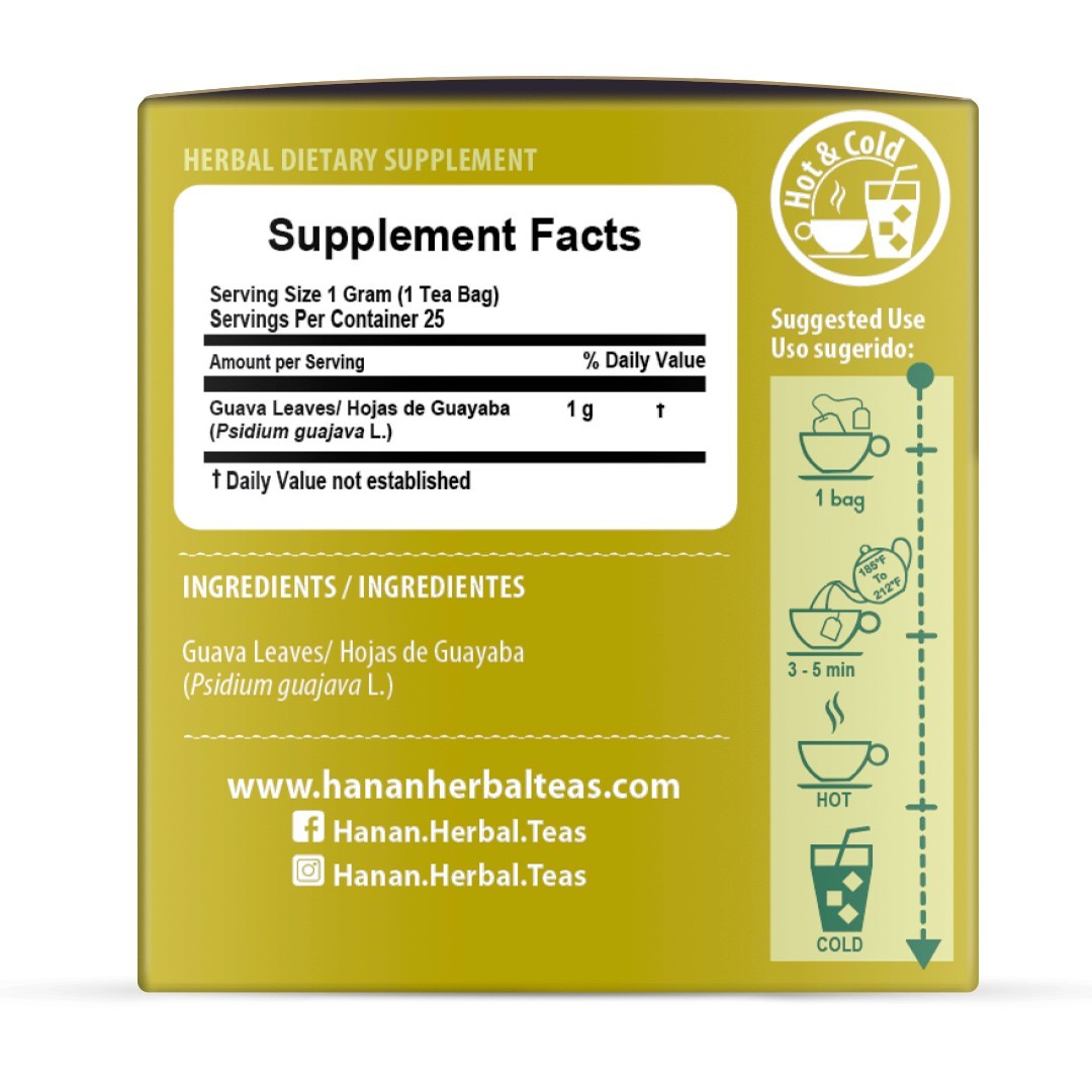 Hanan Peruvian Secrets Hojas De Guayaba Herbal Tea | 100% Natural Guava Leaves