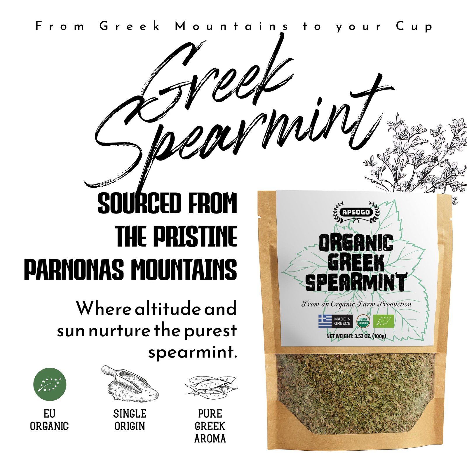 Organic Greek Spearmint – Dried Spearmint Leaves for Spearmint Tea Loose Leaf…