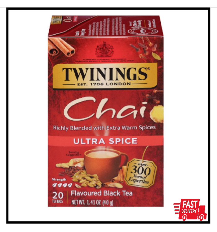 Twinings Ultra Spice Chai Black Tea Individually Wrapped Bags, 20 Count (Pack of