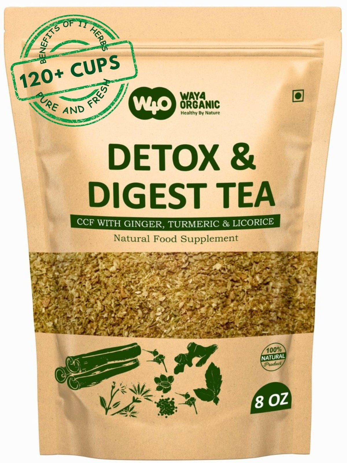Detox & Digest CCF Herbal Tea Ginger Turmeric Licorice Blend 11 Herbs 8 oz