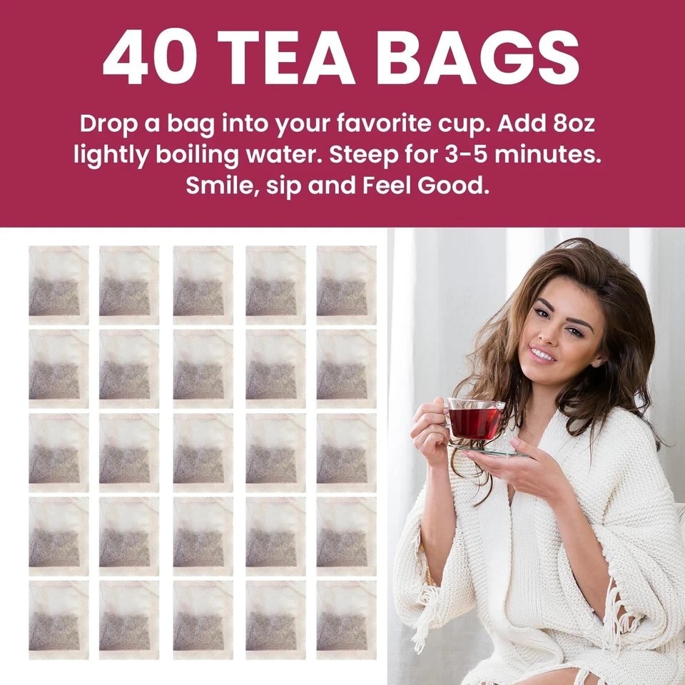 Teafloor Hibiscus Flower Tea Bags, 2gm Each Set Of 40 Tea Bags