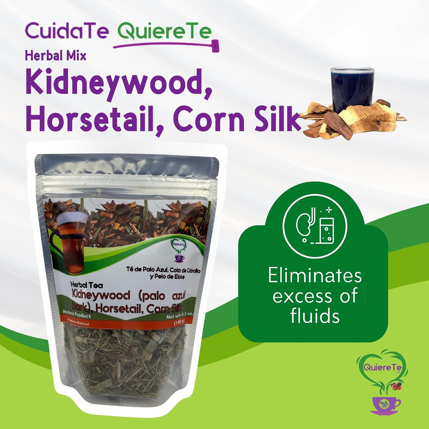 Palo Azul Tea, Kidneywood, Horsetail, Corn Silk, Quiere Te, 5.3 Oz (150 Grams),