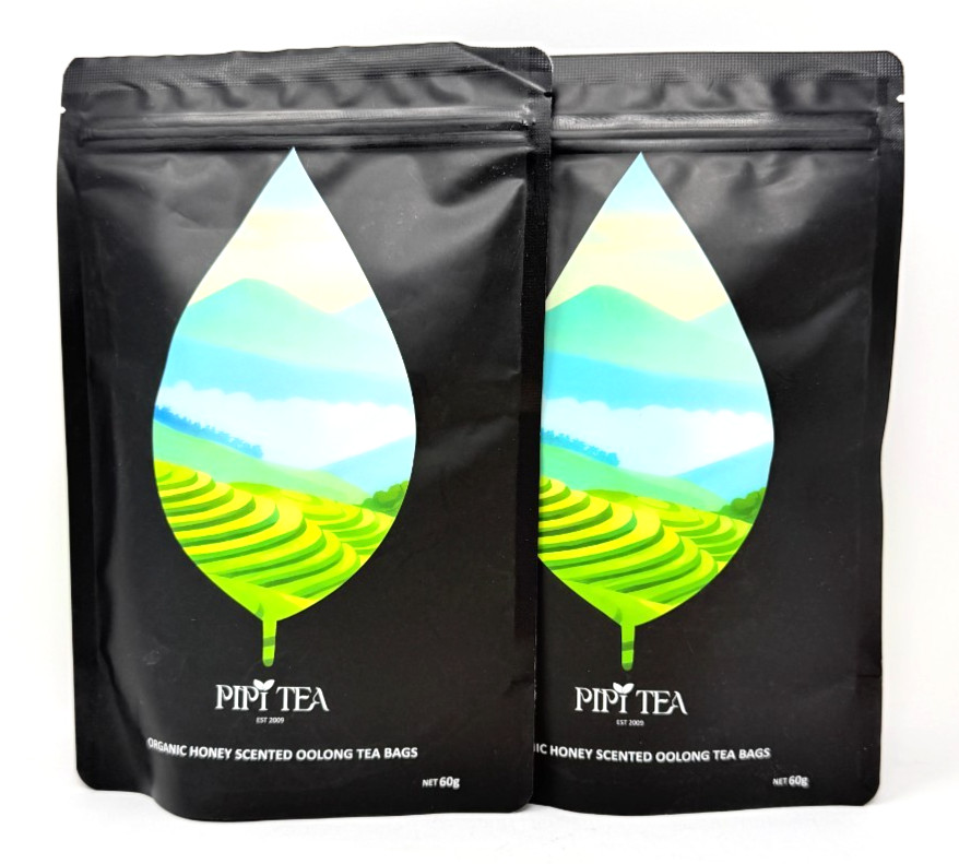2 x PiPi Tea Organic Honey Scented Oolong Black Tea 40 Bags (3g Each) Whole Leaf