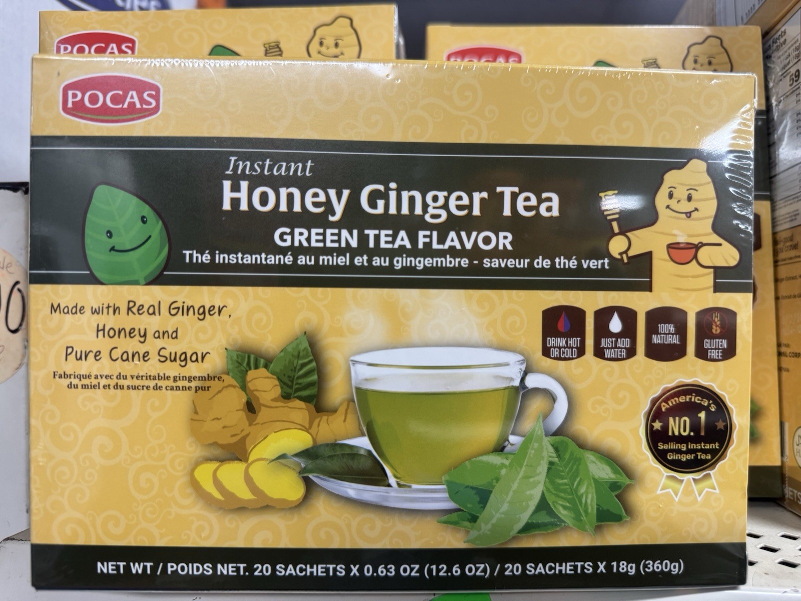 Pocas Honey Ginger Tea original Instant Honey Ginger Tea Made with Real Ginger