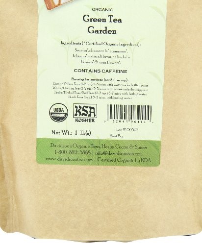 Davidson’s Organic Green Tea Garden Loose Leaf 1 Pound With Cinnamon And Cham…