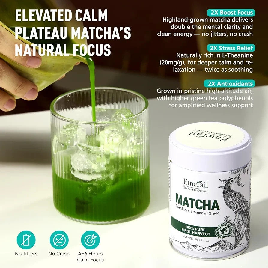 Emerail Ceremonial Grade Matcha Green Tea Powder1.4oz Pure Premium First Harvest