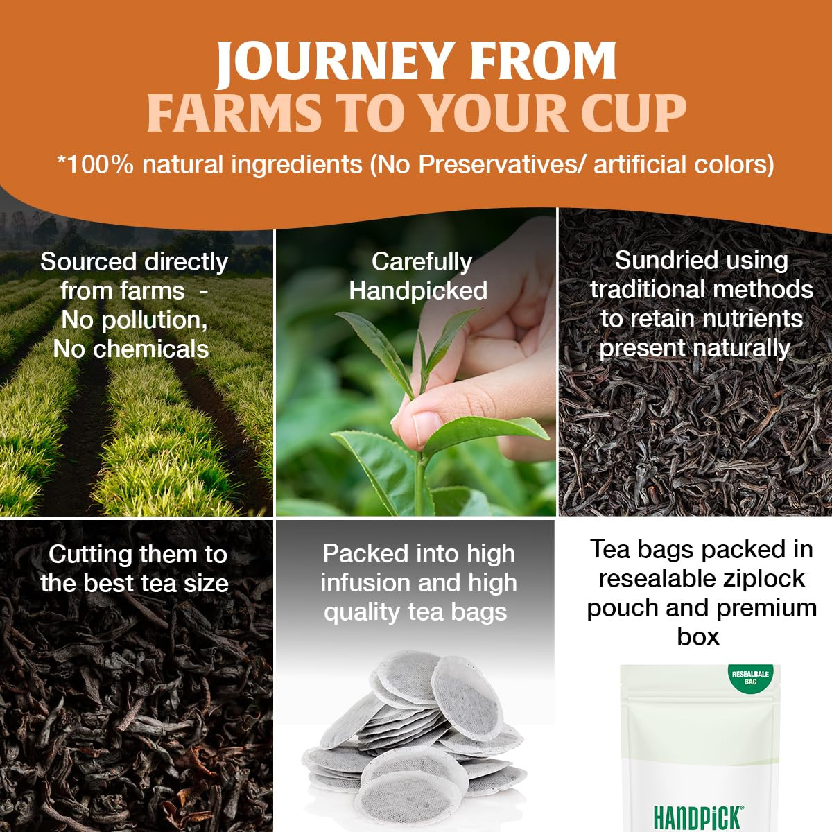 HANDPICK, Earl Grey Black Tea Bags (100 Count) Bergamot Oil | Caffeinated, Earl