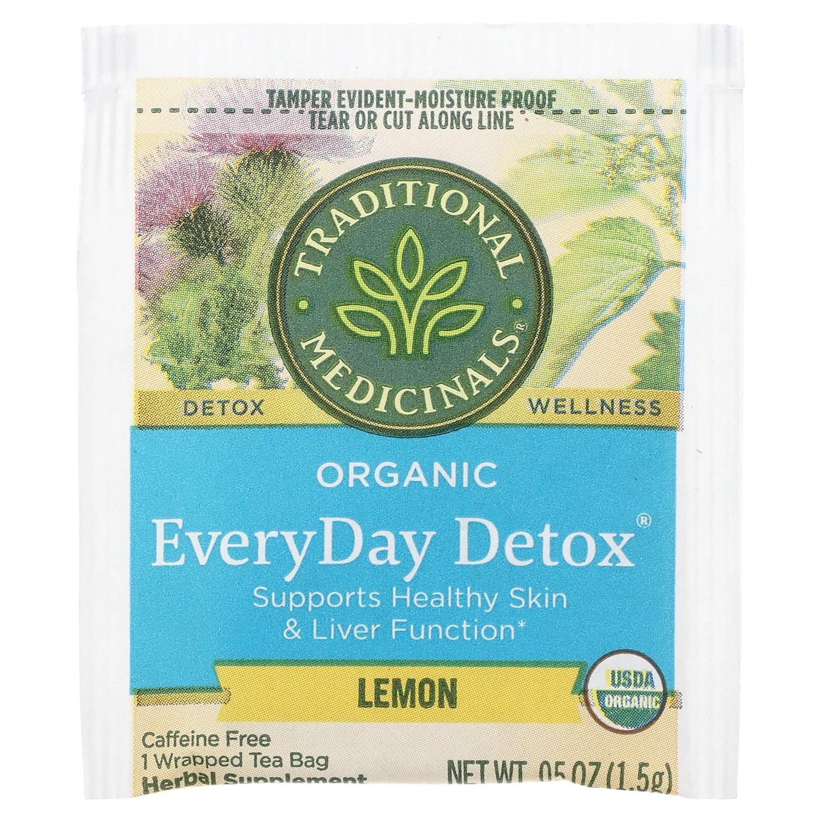 Organic EveryDay Detox, Lemon, Caffeine Free, 16 Wrapped Tea Bags, 0.85 oz (24