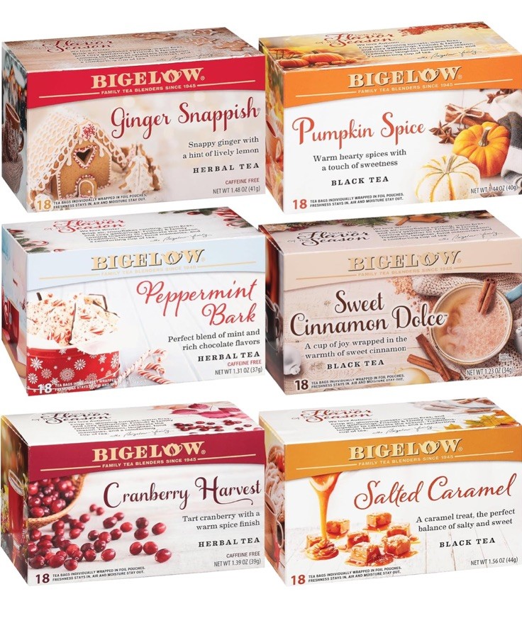 Bigelow Seasonal 6 Flavor Variety Pack 18 – Count Box Pack of 6 108 Tea Bags C3