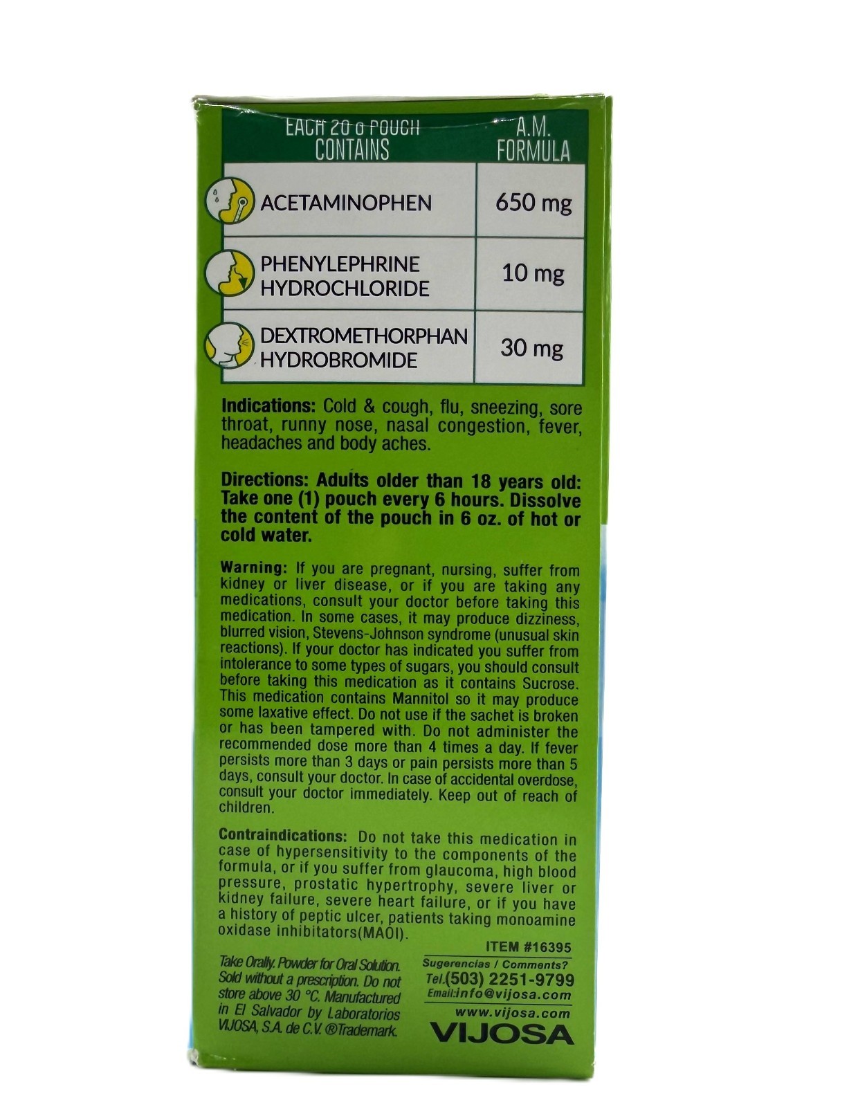 VIROGRIP TE LIMON AM DIA Gripe tos Flu Congestion Nasal Fiebre Dolor Cabeza 24 S
