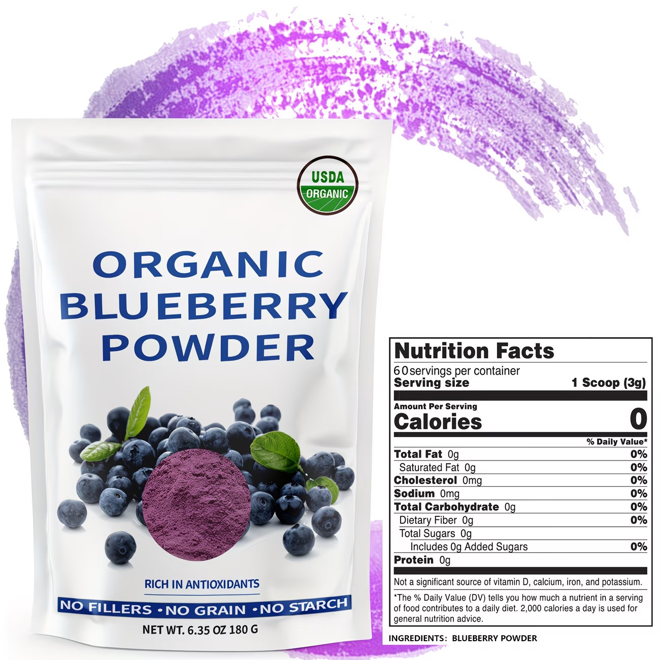 Organic Blueberry Powder Natural Blueberry Extract Powder No Added Sugar