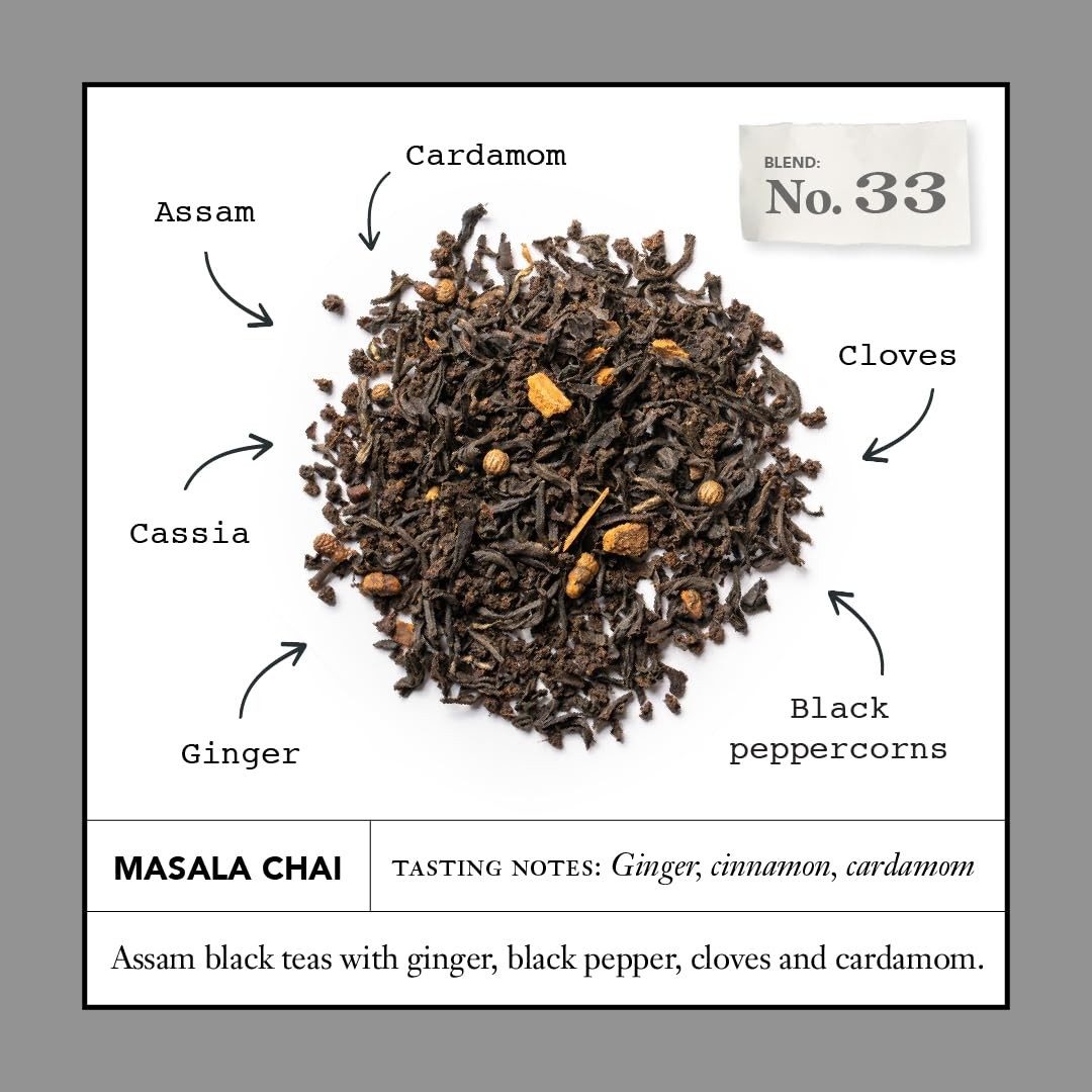 Masala Chai No. 33, Caffeinated, Sugar-, Spiced, Full Leaf Black Assam Tea Bl…