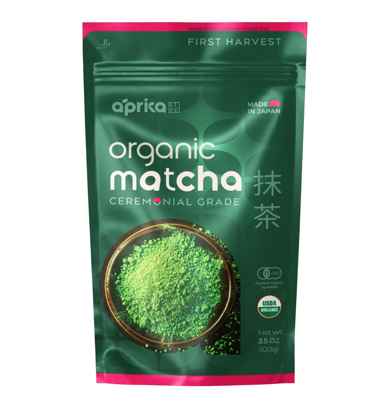Japanese Ceremonial Matcha Tea Powder 100g Aprika Life USDA Organic JAS