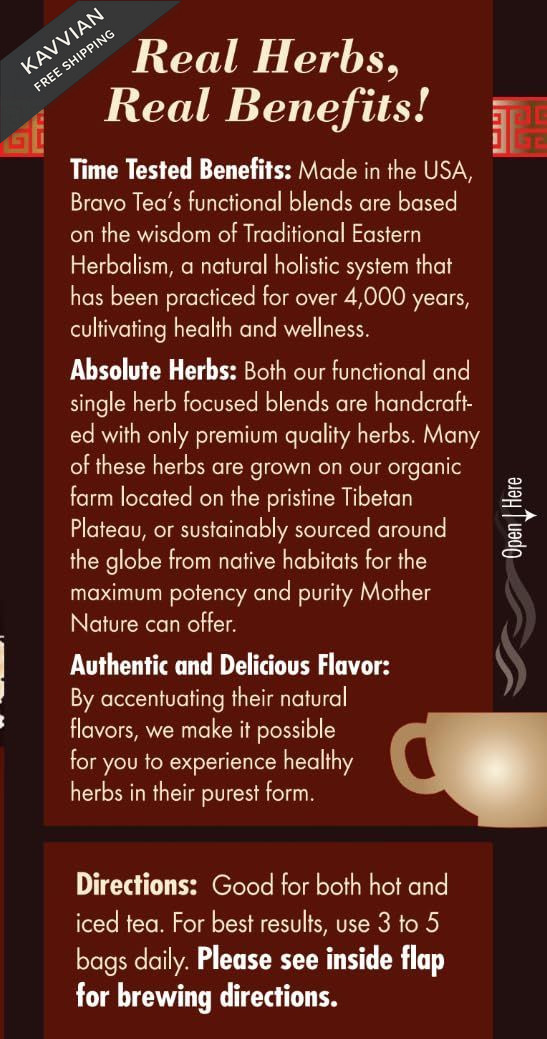 Bravo Tea Lion’s Mane Mushroom Herbal Caffeine Free, 20 tea bags, 1 Count