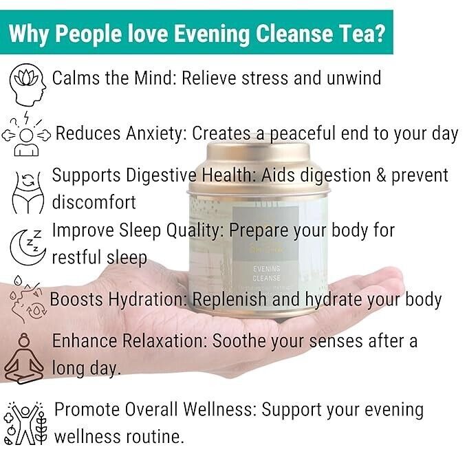 OH CHA – Green Tea, Evening Cleanse Detox Green tea with Brahmi, Shatavari | 35g